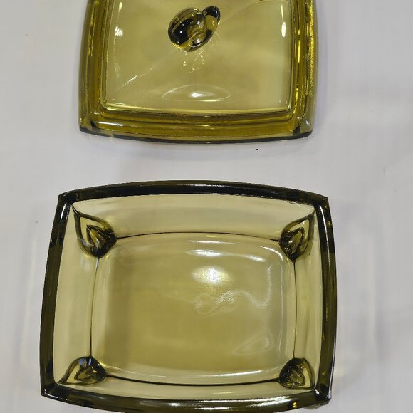 Vintage Duncan and Miller Patio Chartreuse Rectangular Snail Accented Candy Dish - Picture 6 of 11